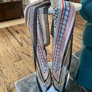 CAbi striped scarf- red, blue, cream